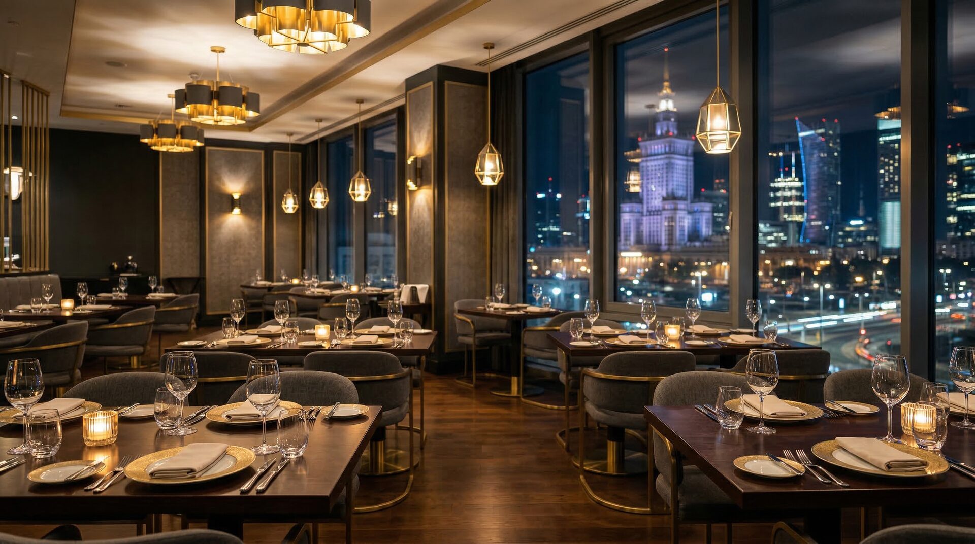 Luksusowe wnętrze restauracji w stylu urban